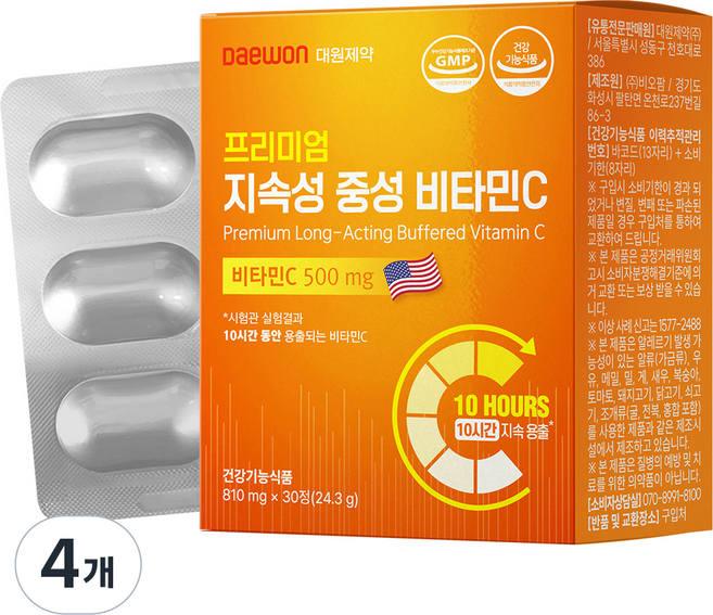 Daewon 優質長效中性維他命C 24.3g, 4個, 30錠