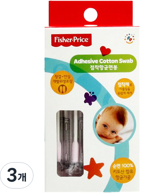 피셔프라이스 베이비점착면봉 개별포장, 50개입, 3개
