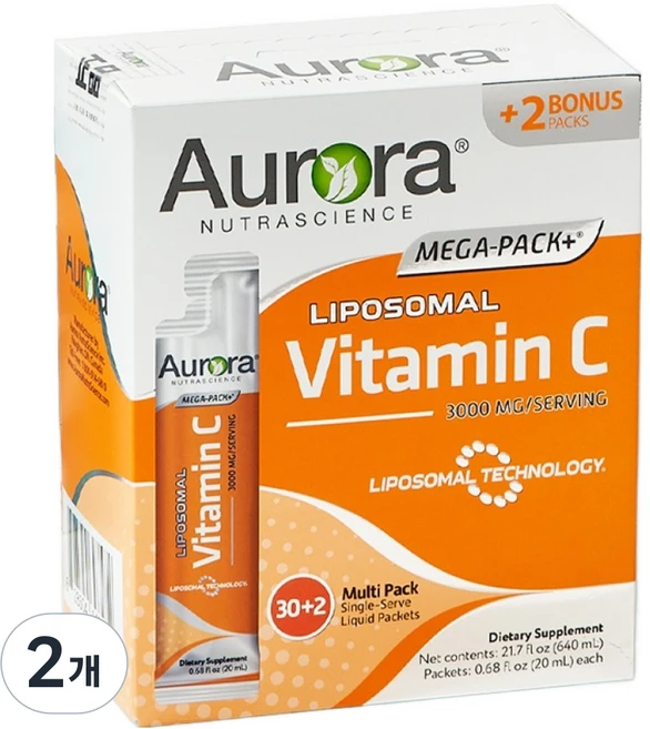 오로라뉴트라사이언스 메가팩 플러스 리포조말 비타민C 액상 32p, 640ml, 2개 - 쿠팡