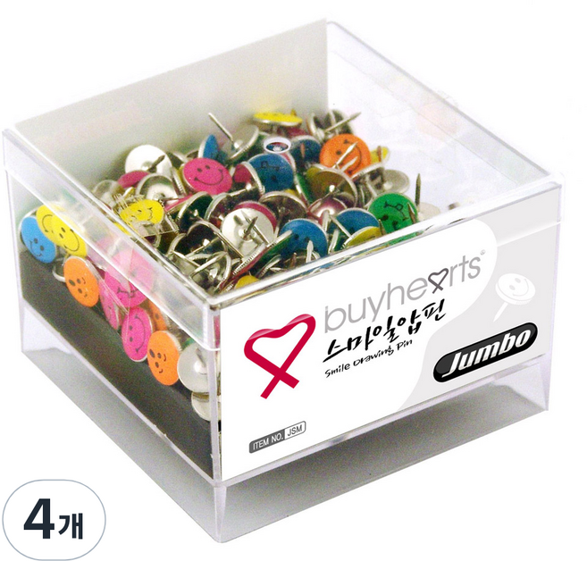 buyhearts Jumbo 微笑圖釘 JSM 圖釘/安全別針, 4個