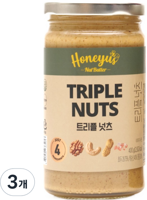 허니어스 넛버터 트리플넛츠, 400g, 3개