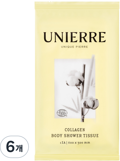 유니에르 콜라겐 바디 샤워 티슈, 6개, 1개입, 40g