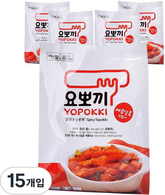 요뽀끼 매콤달콤 떡볶이 파우치, 15개입, 280g