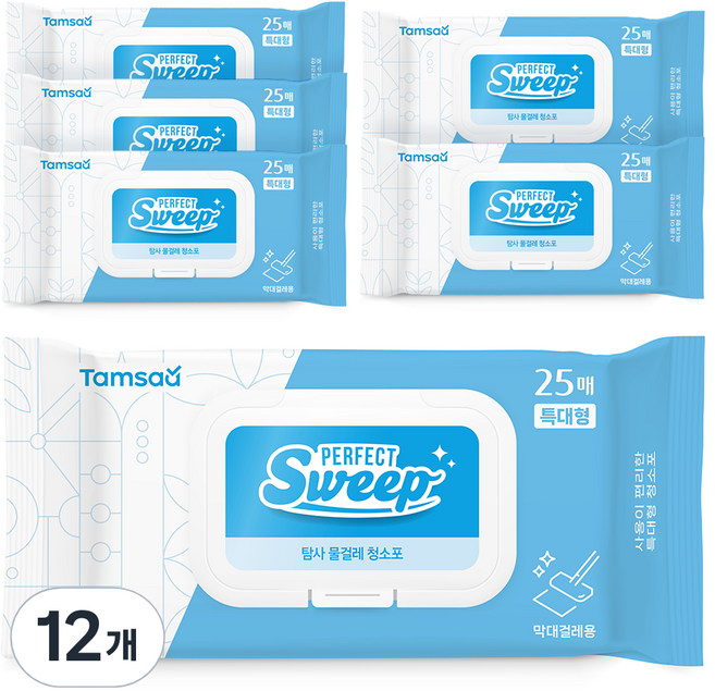 탐사 물걸레 청소포 특대형 캡형, 50g, 25매, 12개