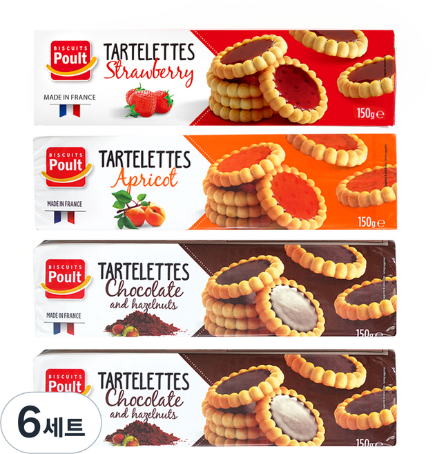 폴트 타르트 딸기+살구+초콜릿 앤 헤이즐넛, 600g, 6세트