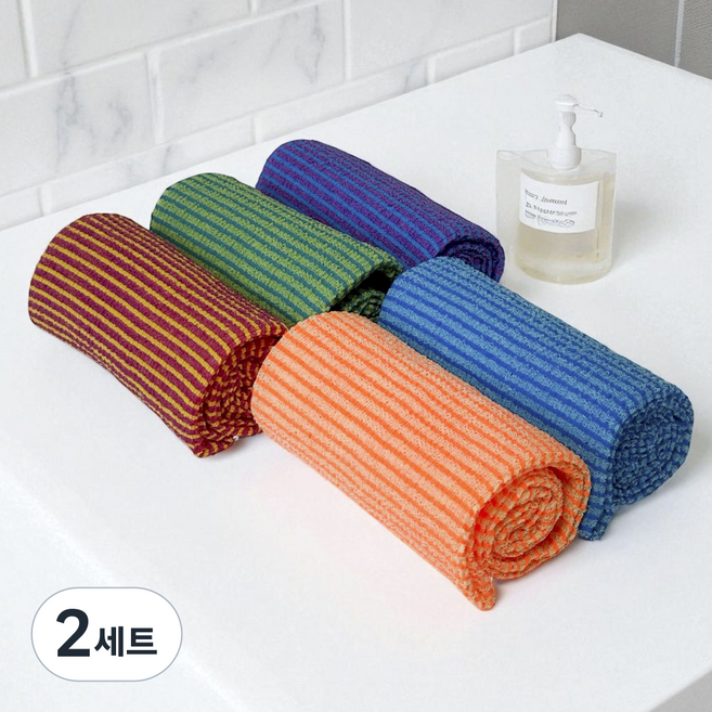 UH홈데코 국산 부드러운 시원한여름 샤워타올 5종 세트, 혼합색상, 2세트