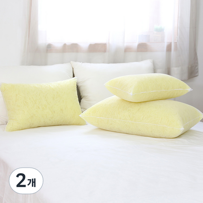 유니코아 바이오세라믹 칩베개 사각, 옐로우, 2개