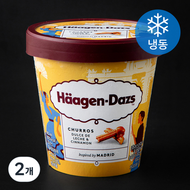 하겐다즈 츄러스 둘세데레체 & 시나몬 컵 아이스크림 (냉동), 2개, 1개입, 403ml