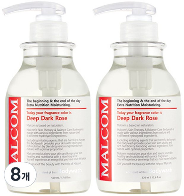 말콤 바디워시 딥 다크로즈, 520ml, 8개