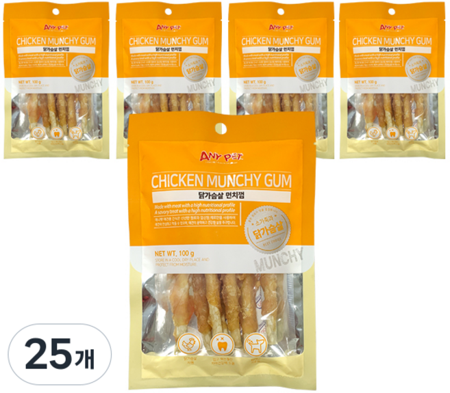 애니펫 강아지 닭가슴살 먼치껌 간식, 닭고기 + 소가죽 혼합맛, 100g, 25개