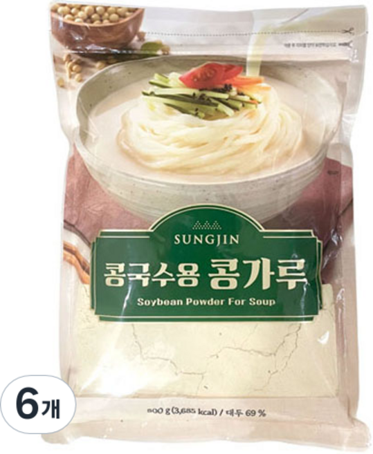 성진식품 콩국수용 콩가루, 800g, 6개