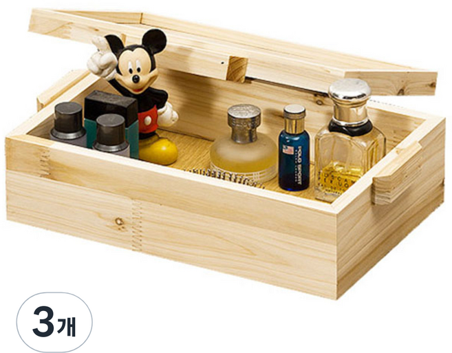 포메리트 삼나무 수납박스 보관함 소, 3개