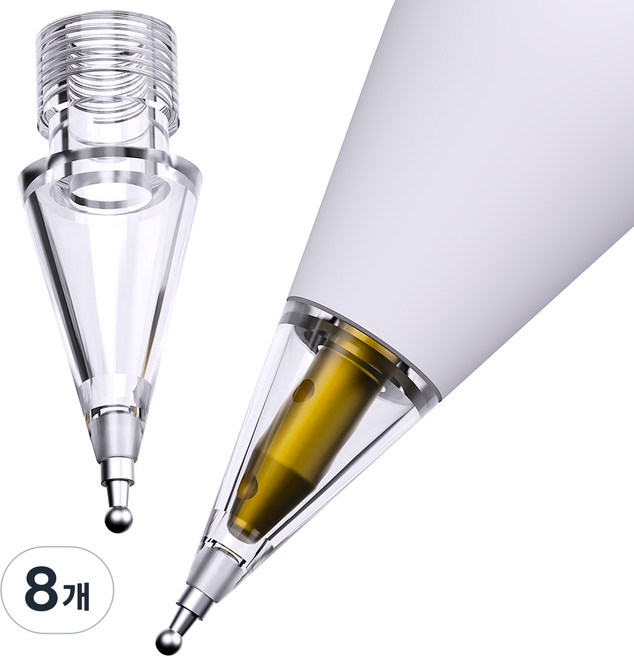구스페리 애플펜슬 펜촉 반영구 메탈 팁스 샤프형, 투명, 8개