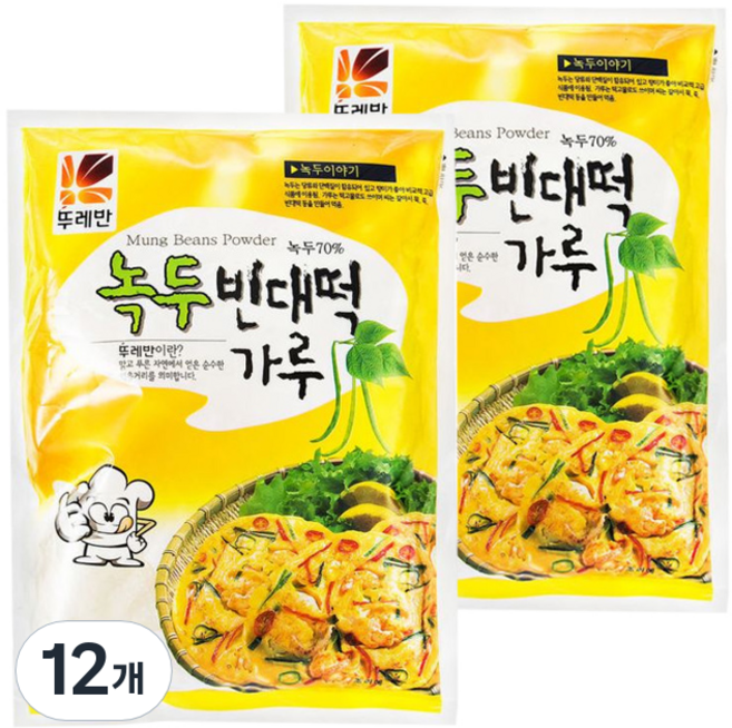 뚜레반 녹두빈대떡가루, 400g, 12개