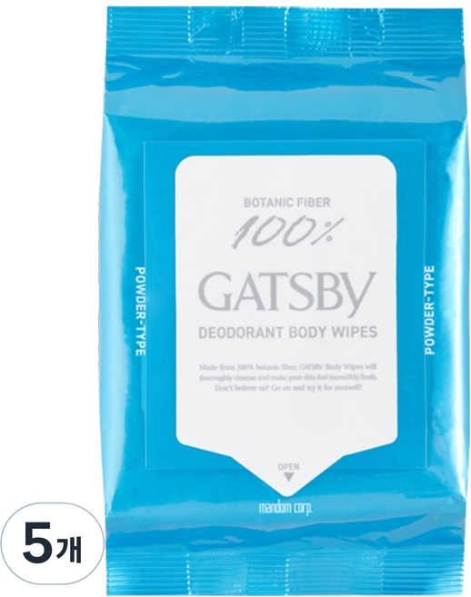 갸스비 파우더 데오드란트 바디페이퍼 쿨 시트러스 대용량 30p, 5개, 189g