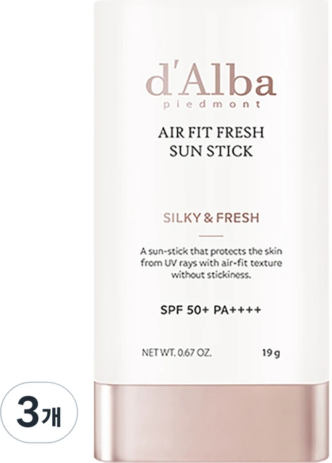 [비건뷰티] 달바 에어 핏 프레쉬 선스틱 SPF50+ PA++++, 19g, 3개 - 쿠팡