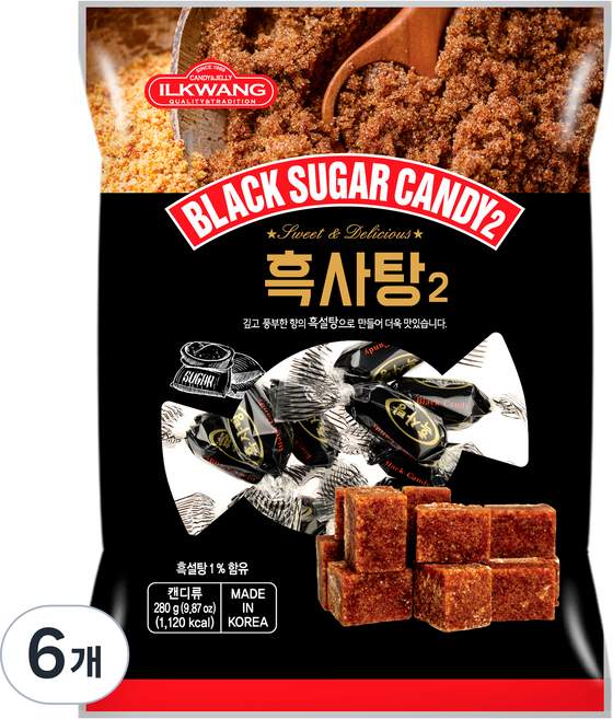 일광제과 흑사탕2, 280g, 6개