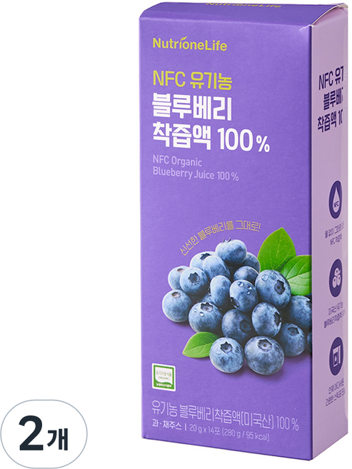 뉴트리원 NFC 유기농 블루베리 착즙액, 280g, 2개