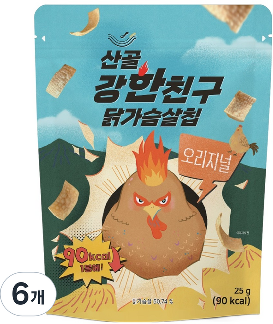 에코맘의산골이유식 유아용 산골 강한친구 닭가슴살칩, 25g, 6개, 오리지널