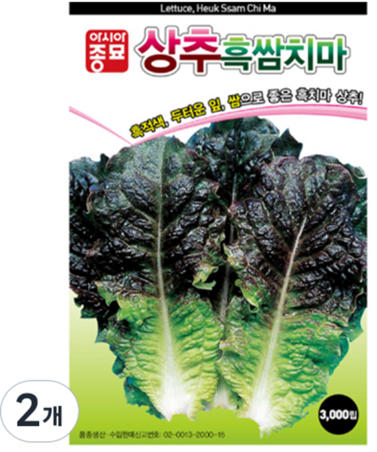 아시아종묘 상추 흑쌈치마 씨앗 3000p, 2개