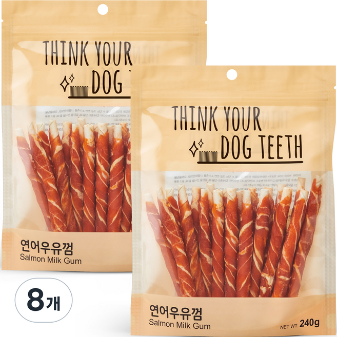 띵크유어도그티 강아지 딩고껌 스틱형 20P, 연어, 240g, 8개
