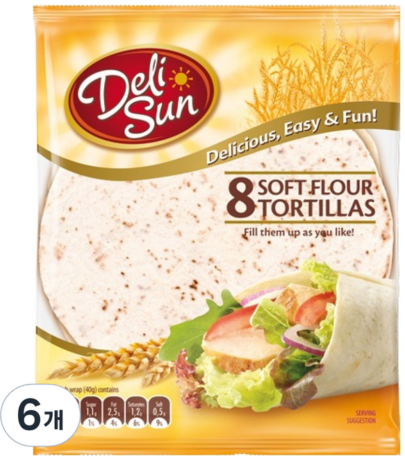 델리브레드 델리썬 소프트 플라워 또띠아, 320g, 6개