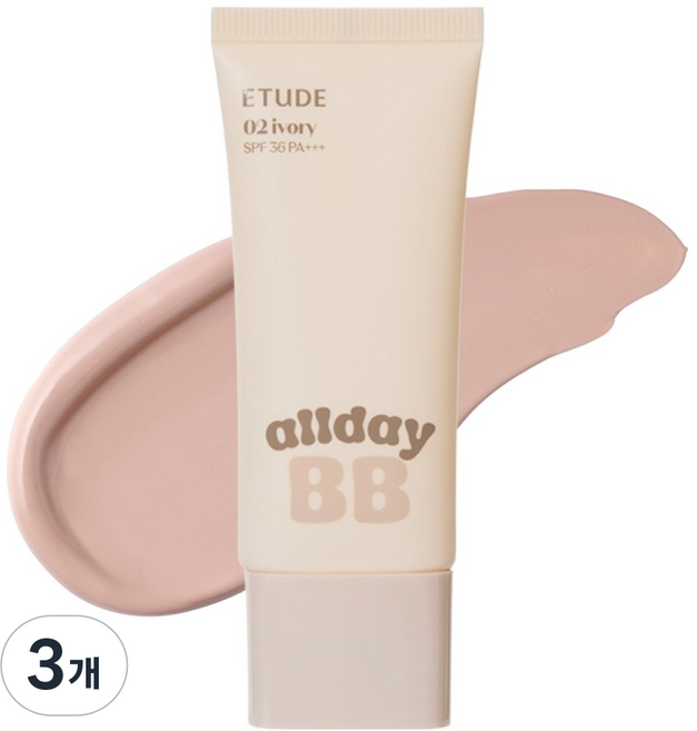 에뛰드 올 데이 맑은 비비크림 SPF36 PA+++, 02 아이보리, 35ml, 3개