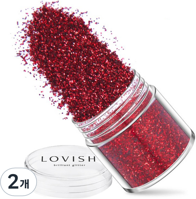 러비쉬 프리미엄 네일 글리터 10g, LVS-025 레드, 2개