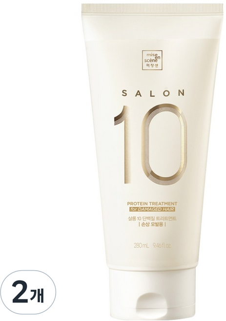 미쟝센 살롱10 단백질 트리트먼트 손상 모발용, 280ml, 2개