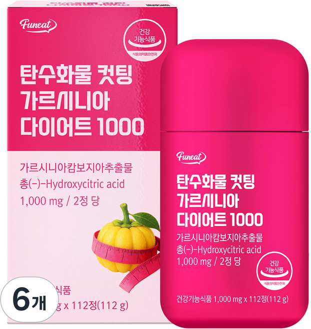 Funeat 阻斷碳水化合物 藤黃果瘦身 1000, 6個, 112錠