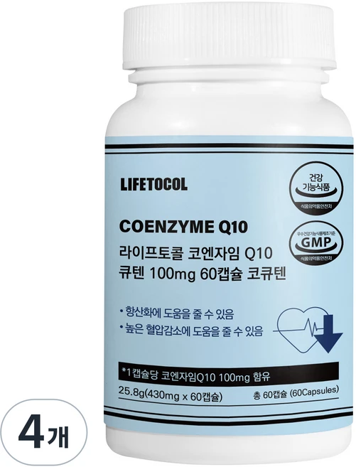 라이프토콜 코엔자임 Q10 큐텐 100mg 코큐텐, 60정, 4개 - 쿠팡
