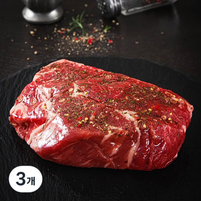 미트엔조이 시즈닝 척아이롤 스테이크, 180g, 3개 - 쿠팡