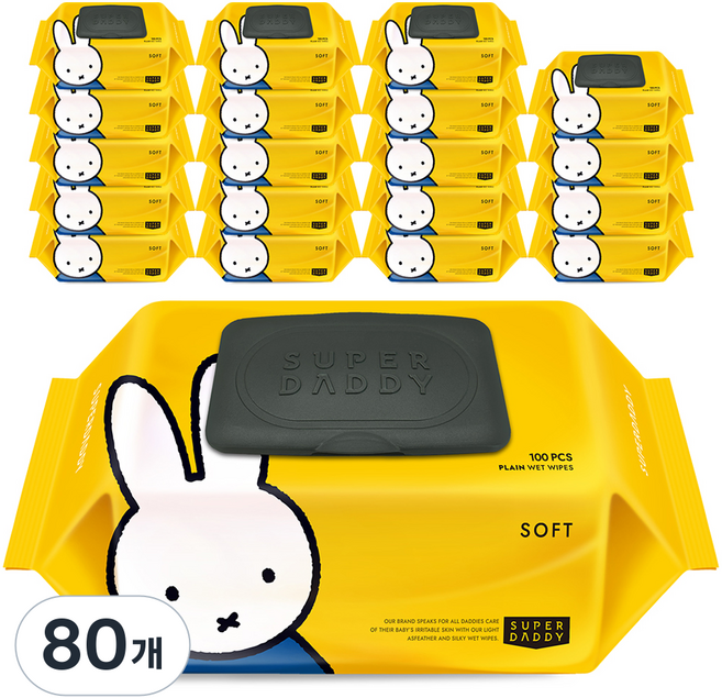 슈퍼대디 소프트 유아물티슈 캡형, 50g, 100매, 80개
