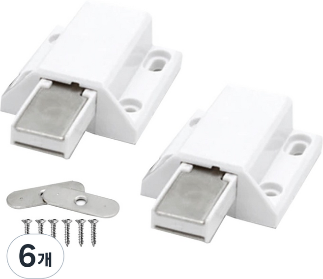 베이루 원터치 사각형 도어캐치 화이트, 6개