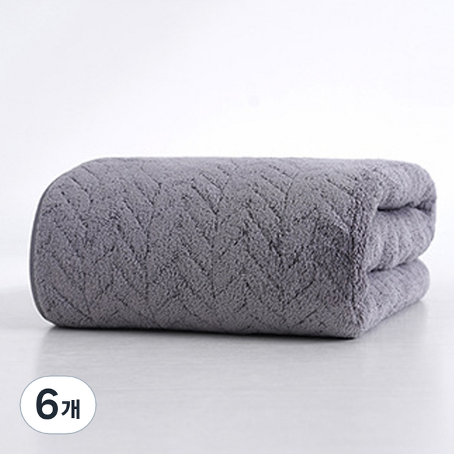 원이네 대형 샤워타월 극세사, 다크그레이, 6개