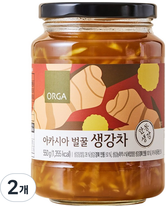 ORGA 洋槐蜂蜜生薑茶, 550g, 1入, 2個