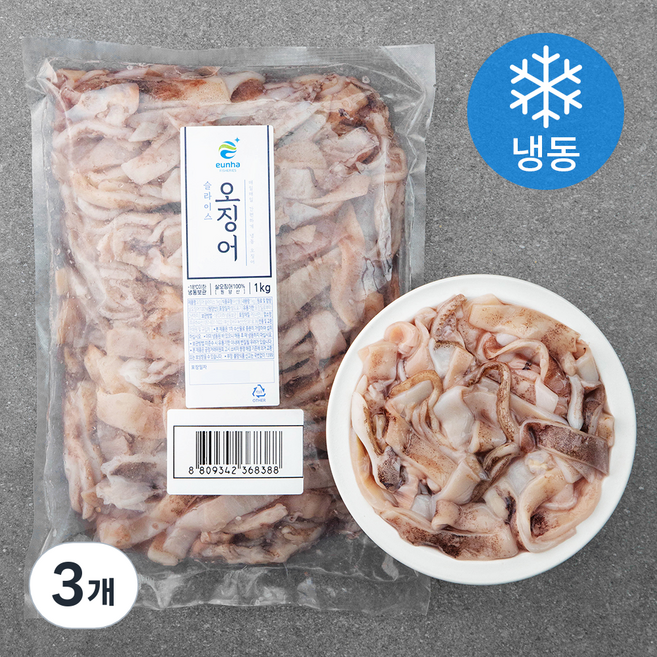 은하수산 원양산 오징어 슬라이스 (냉동), 1kg, 3개