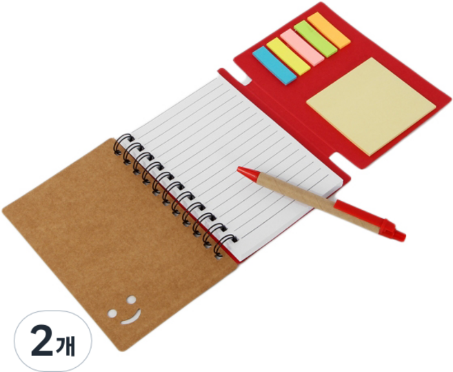 아트스케치 스마일 볼펜 수첩 70매, 레드(수첩) + 랜덤발송(볼펜심), 2개