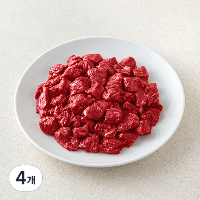 한우 무항생제 1등급 정육 세절 국거리용 (냉장), 300g, 4개