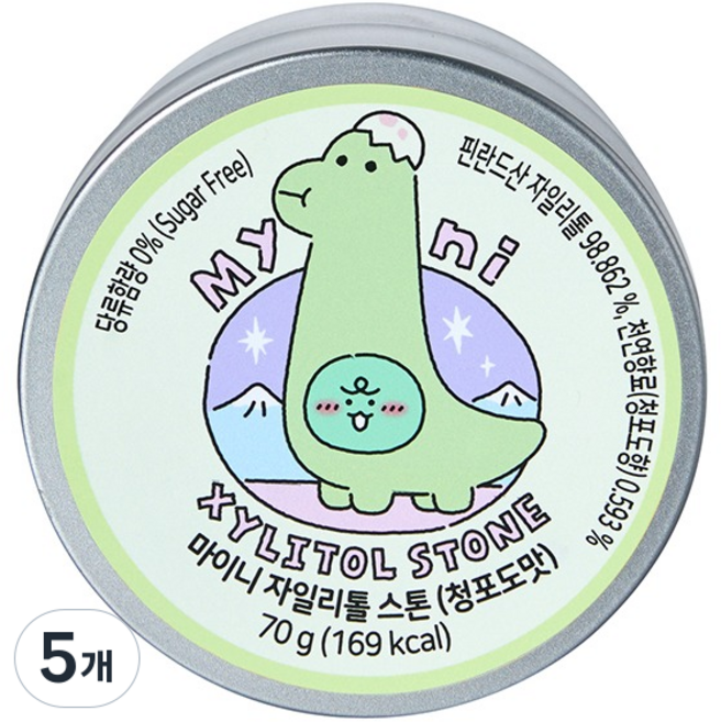 마이니 자일리톨 스톤 청포도맛, 70g, 5개