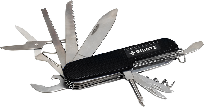 DIBOTE 迪伯特 戶外多功能12合1瑞士刀 黑色, 1個