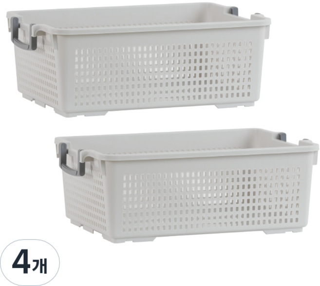 하우스레시피 코지 손잡이 바스켓, 아이보리, 4개