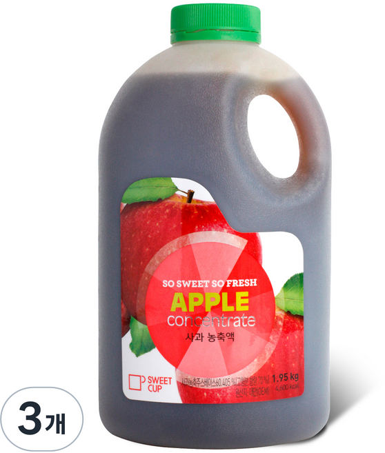 스위트컵 사과 농축액, 3개, 1.95kg