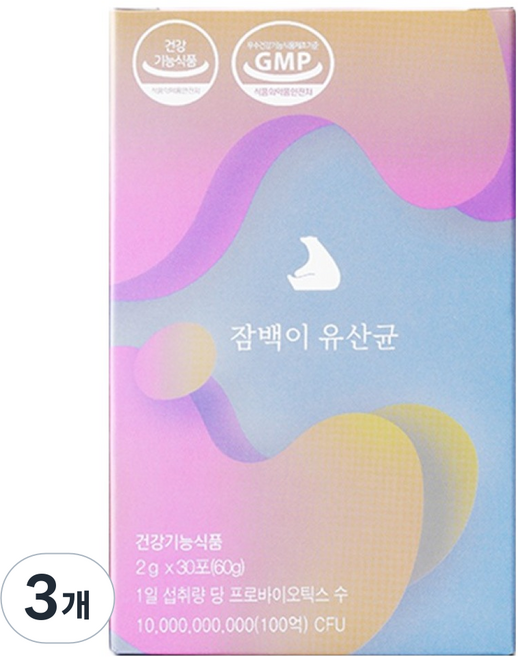 잠백이 프로바이오틱스 유산균 30p, 3개, 60g