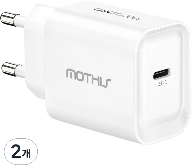 모디스 30W GaN PD 3.0 PPS 초고속 충전기 어댑터, 화이트, 2개
