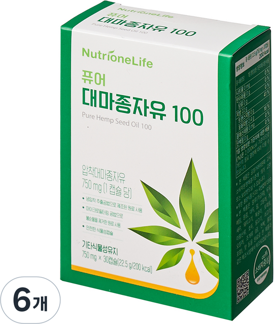 뉴트리원 퓨어 대마종자유 100, 30정, 6개