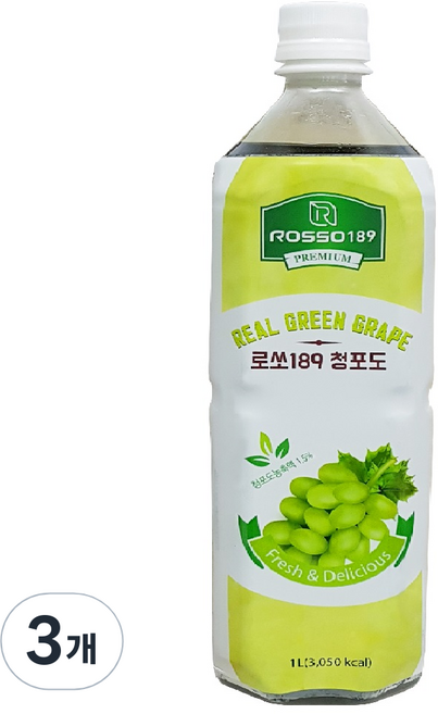 로쏘189 청포도 음료베이스, 1L, 3개
