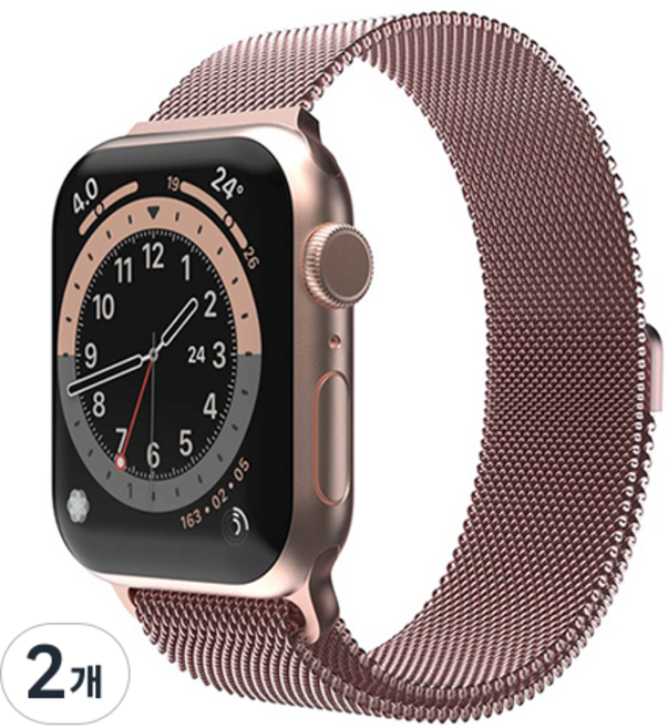 신지모루 애플워치 호환 밀레니즈 스트랩 밴드, 로즈레드, 2개