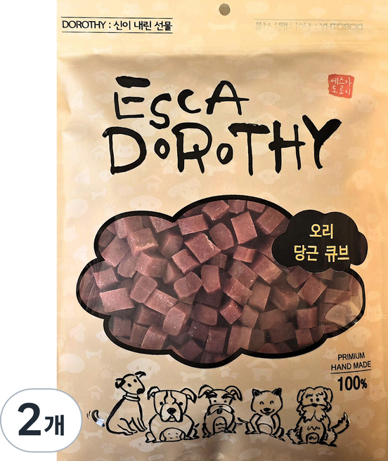 에스카도로시 강아지 간식 큐브, 500g, 2개, 혼합맛(오리/당근)