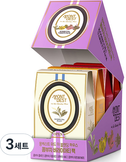 몽베스트 위드 더 블랜딩 하우스 콤부차 버라이어티 팩1, 5g, 40개입, 3세트